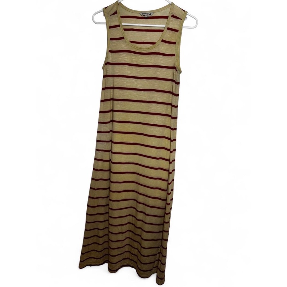 Toad&Co Womens Striped Sleeveless Maxi Dress Small Travel Pocket Slit